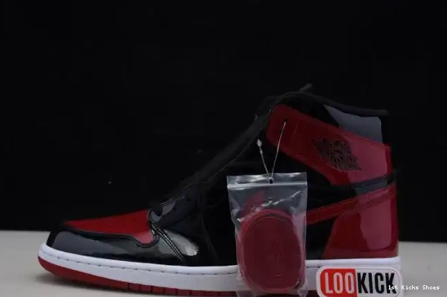 1st Kicks Shoes Patent Air High Jordan OG 1 555088-063 Bred 0618
